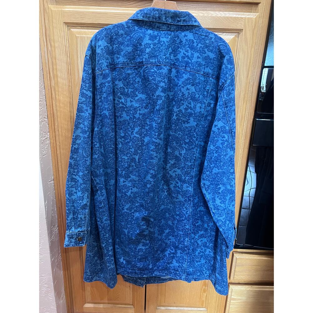 Jessica London Floral Denim button up | size 34W - Picture 5 of 5